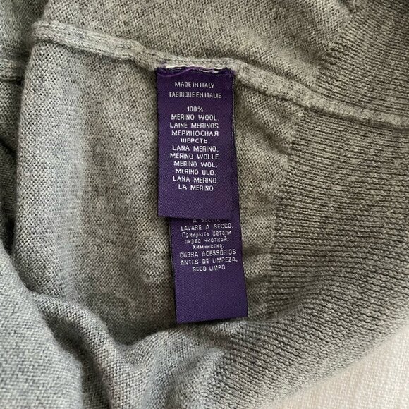 Ralph Lauren Purple Label 100% Merino Wool mens half zip mock neck sweater grey - Picture 7 of 7